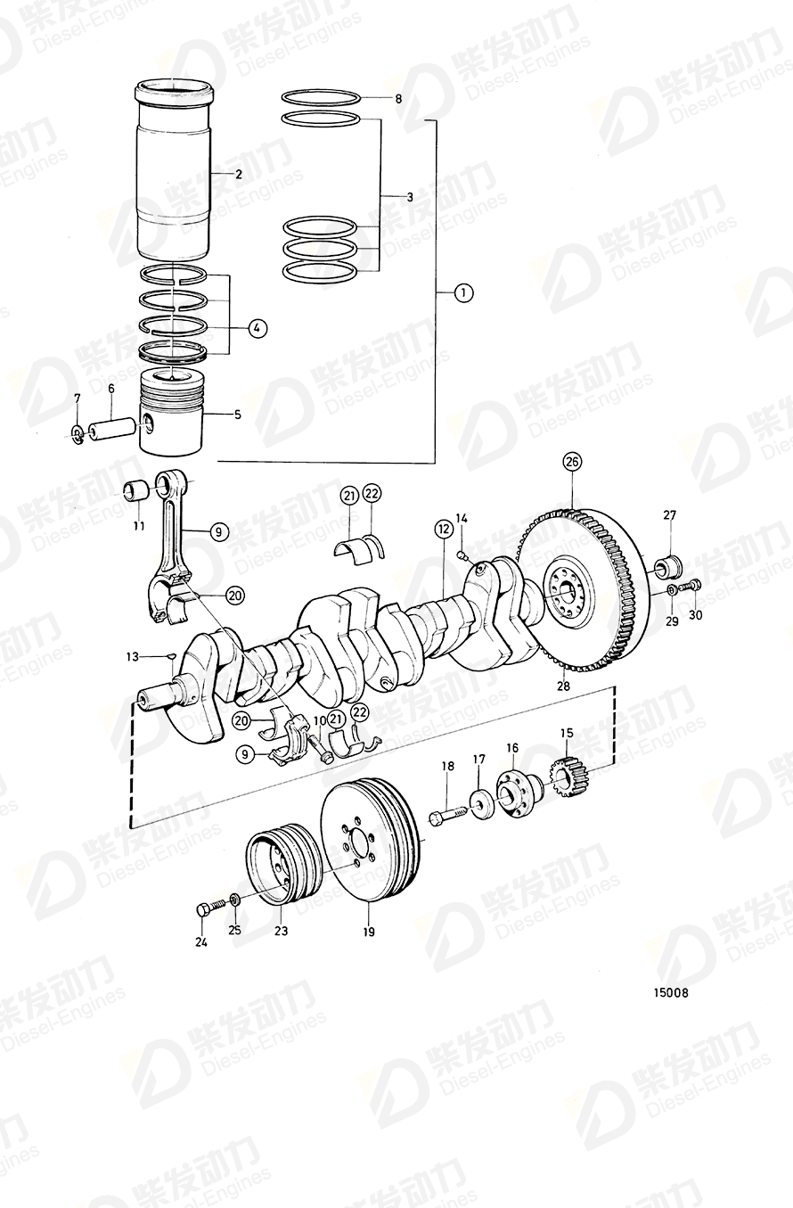VOLVO Cylinder liner kit 275647 Drawing